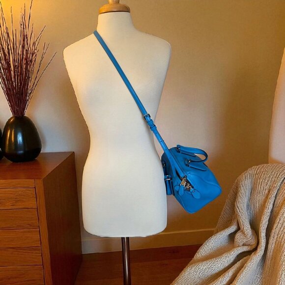 Coach x Peanuts Snoopy Limited Edition Mini Surrey Satchel Bag Blue Leather 3643 - Picture 2 of 16